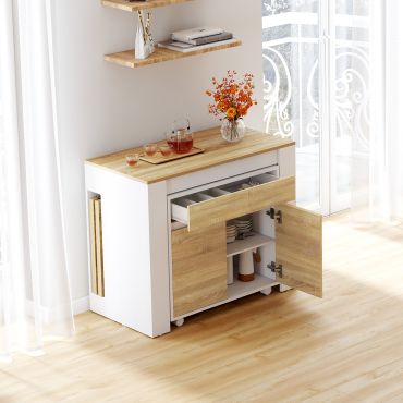 Buffet extensible console Nora blanc effet hêtre 230cm