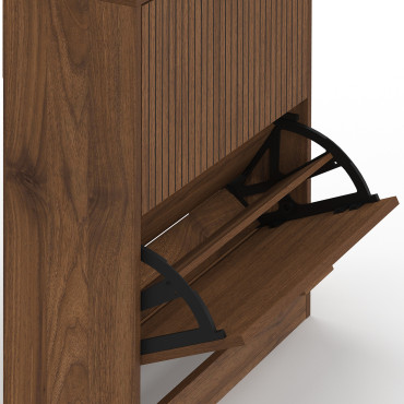 Meuble chaussures Faustine effet noyer 2 portes - 12 paires