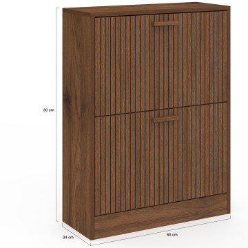 Meuble chaussures Faustine effet noyer 2 portes - 12 paires