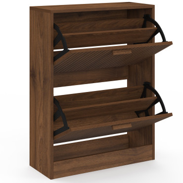 Meuble chaussures Faustine effet noyer 2 portes - 12 paires