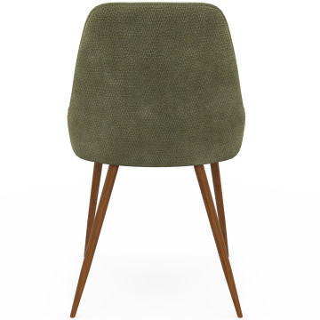 Chaises Olivia velours chenille vert pieds métal effet noyer - lot de 4