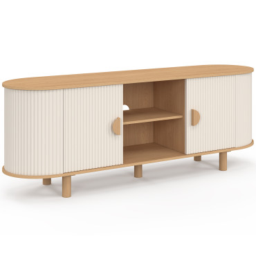 Meuble TV Kanel beige effet cannelé 140cm