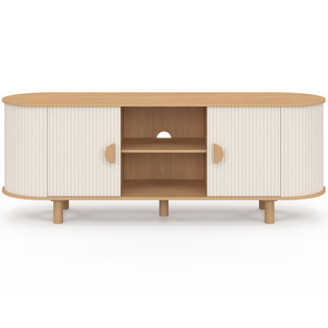 Meuble TV Kanel beige effet cannelé 140cm