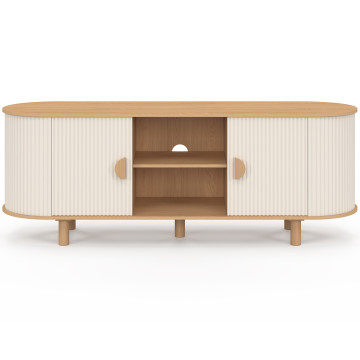 Meuble TV Kanel beige effet cannelé 140cm