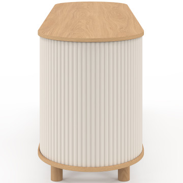 Meuble TV Kanel beige effet cannelé 140cm