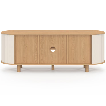 Meuble TV Kanel beige effet cannelé 140cm
