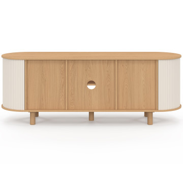 Meuble TV Kanel beige effet cannelé 140cm