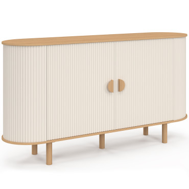 Buffet Kanel 2 portes beige effet cannelé 140cm