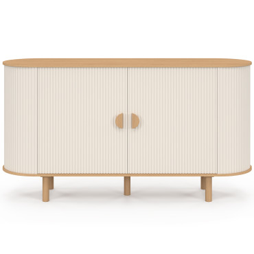 Buffet Kanel 2 portes beige effet cannelé 140cm