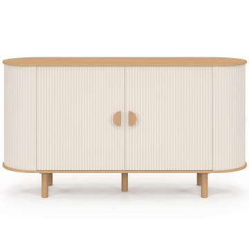 Buffet Kanel 2 portes beige effet cannelé 140cm