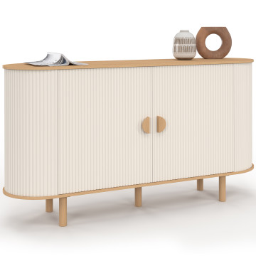 Buffet Kanel 2 portes beige effet cannelé 140cm