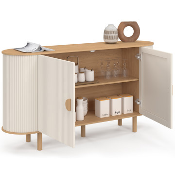 Buffet Kanel 2 portes beige effet cannelé 140cm