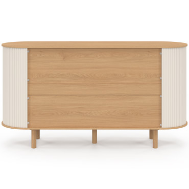 Buffet Kanel 2 portes beige effet cannelé 140cm