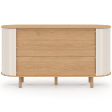 Buffet Kanel 2 portes beige effet cannelé 140cm
