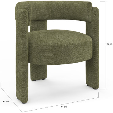 Fauteuil tripode Georges tissu chenille vert