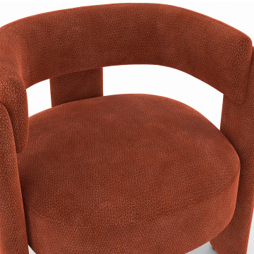 Fauteuil tripode Georges tissu chenille terracotta