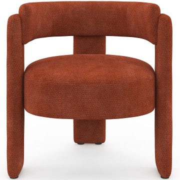 Fauteuil tripode Georges tissu chenille terracotta