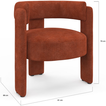 Fauteuil tripode Georges tissu chenille terracotta