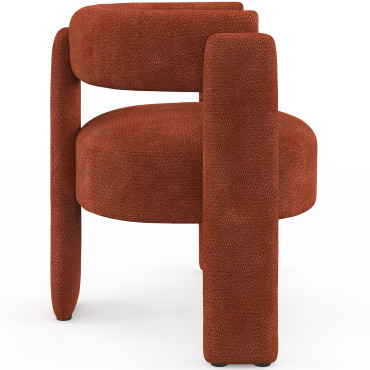 Fauteuil tripode Georges tissu chenille terracotta