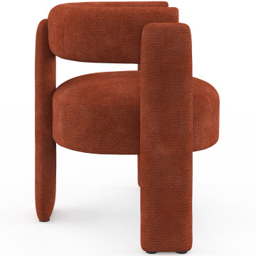 Fauteuil tripode Georges tissu chenille terracotta