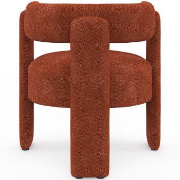 Fauteuil tripode Georges tissu chenille terracotta