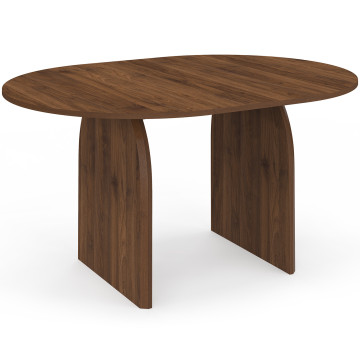 Table à manger ronde extensible Japandi effet noyer Ø110-150cm
