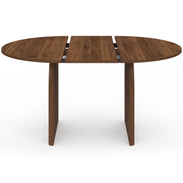 Table à manger ronde extensible Japandi effet noyer Ø110-150cm