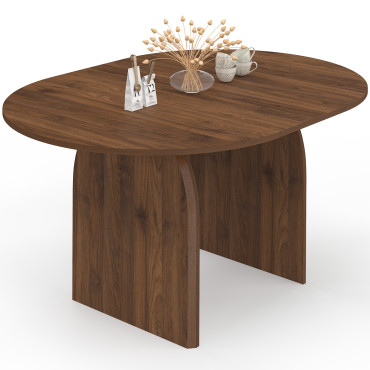 Table à manger ronde extensible Japandi effet noyer Ø110-150cm