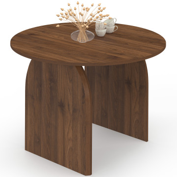 Table à manger ronde extensible Japandi effet noyer Ø110-150cm