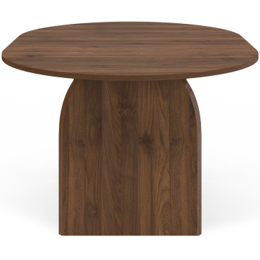 Table à manger ronde extensible Japandi effet noyer Ø110-150cm