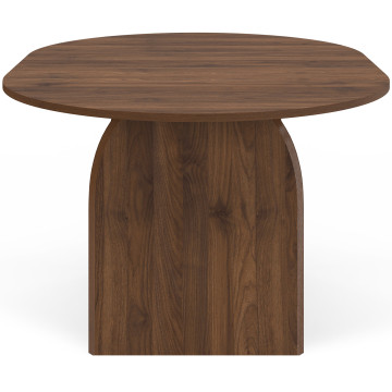 Table à manger ronde extensible Japandi effet noyer Ø110-150cm