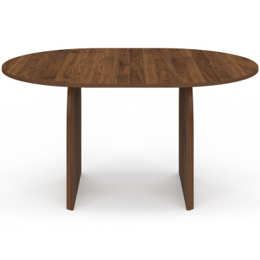 Table à manger ronde extensible Japandi effet noyer Ø110-150cm