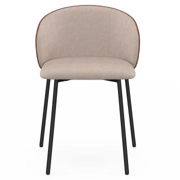 Chaises Poppy tissu taupe dossier effet noyer - lot de 4