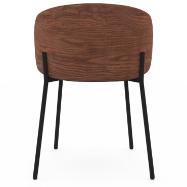 Chaises Poppy tissu taupe dossier effet noyer - lot de 4