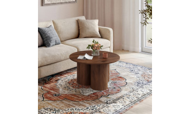 Table basse ronde Olympia effet noyer Ø70cm