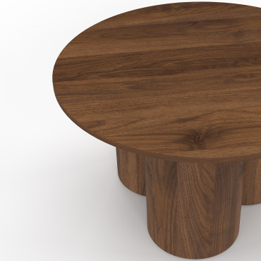 Table basse ronde Olympia effet noyer Ø70cm