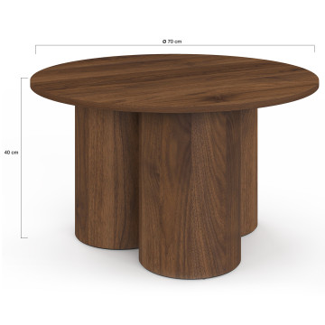 Table basse ronde Olympia effet noyer Ø70cm