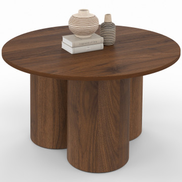 Table basse ronde Olympia effet noyer Ø70cm