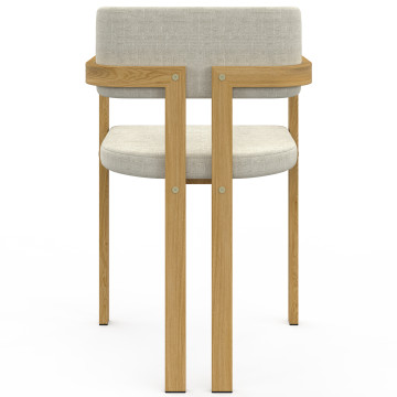Chaises Elsa avec accoudoirs tissu beige pieds effet bois - lot de 4
