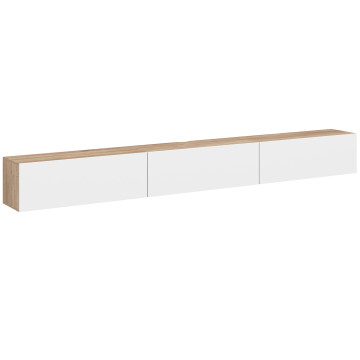 Meuble TV suspendu Michigan bois et blanc 270cm