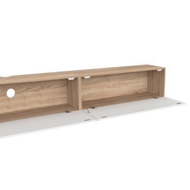 Meuble TV suspendu Michigan bois et blanc 270cm