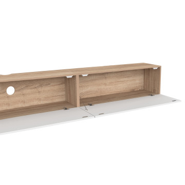 Meuble TV suspendu Michigan bois et blanc 270cm