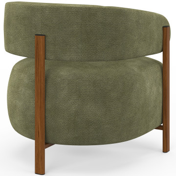 Fauteuil Albin tissu chenille vert et pieds noyer