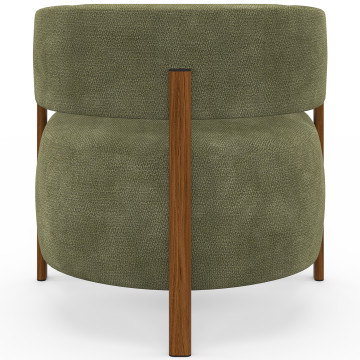 Fauteuil Albin tissu chenille vert et pieds noyer