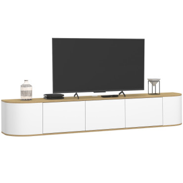 Meuble TV suspendu Elora bois blanc 180cm
