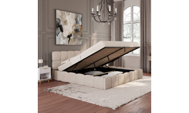 Lit coffre Bubble 180x200cm velours beige