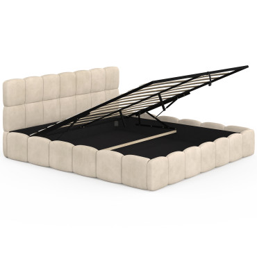 Lit coffre Bubble 180x200cm velours beige