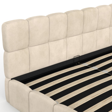 Lit coffre Bubble 180x200cm velours beige