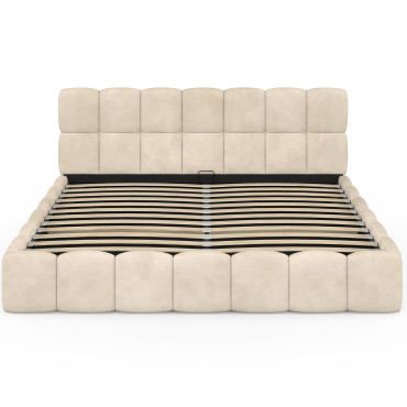 Lit coffre Bubble 180x200cm velours beige