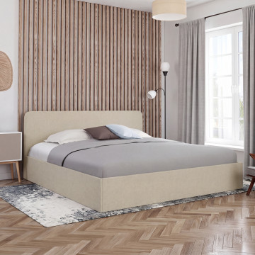 Lit coffre Louise 180x200cm tissu beige